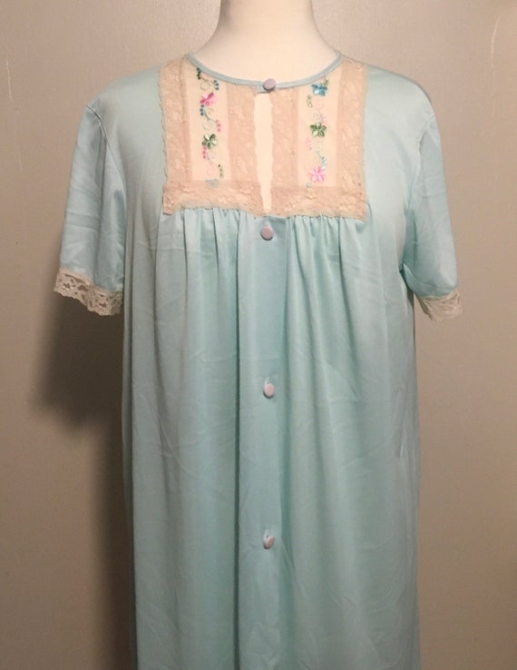 Vintage Sears Nightgown, Vintage Blue Nylon 50s/6… - image 5