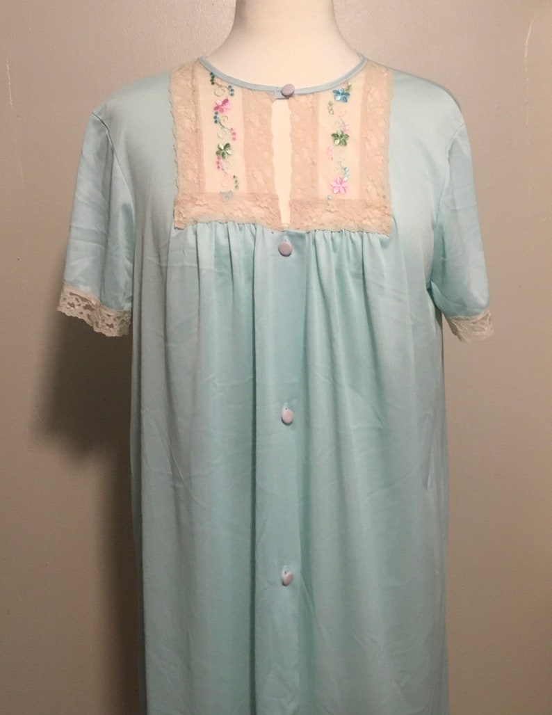 Vintage Sears Nightgown, Vintage Blue Nylon 50s/60s Lingerie image 5