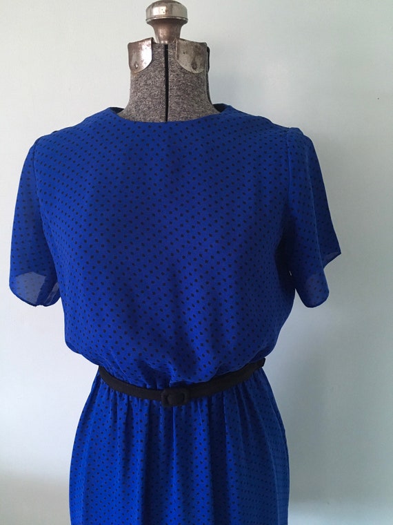 Vintage Dress, Blue and Black Dress, 70s Dress - image 1