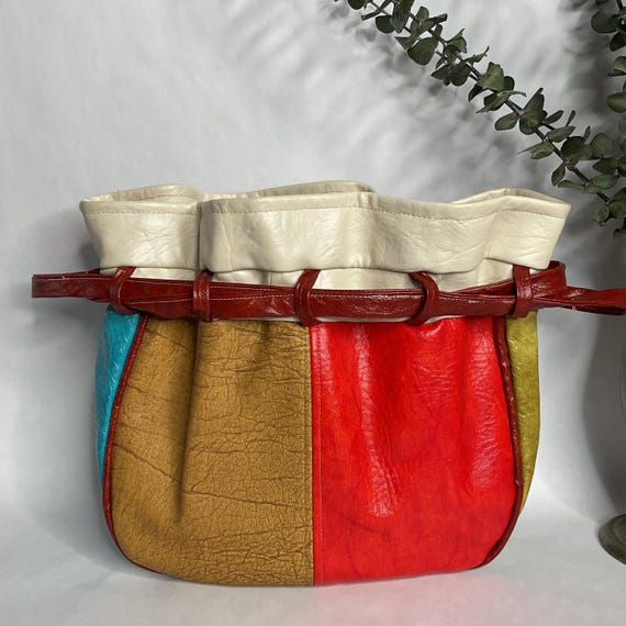 RESERVED…….1960s 1970s Multi Colored Patchwork Bu… - image 9