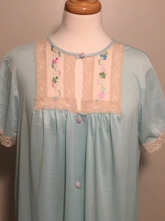 Vintage Sears Nightgown, Vintage Blue Nylon 50s/6… - image 4