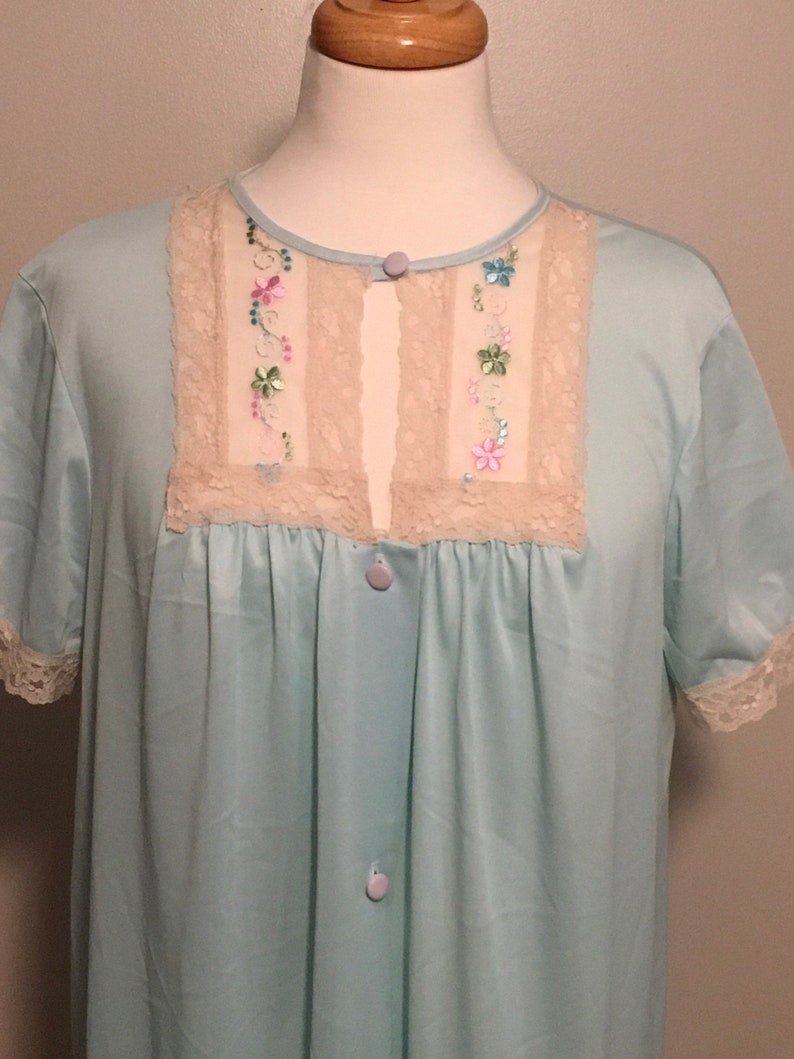 Vintage Sears Nightgown, Vintage Blue Nylon 50s/60s Lingerie image 4