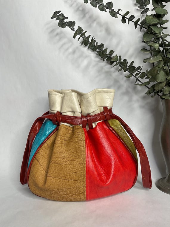 RESERVED…….1960s 1970s Multi Colored Patchwork Bu… - image 1