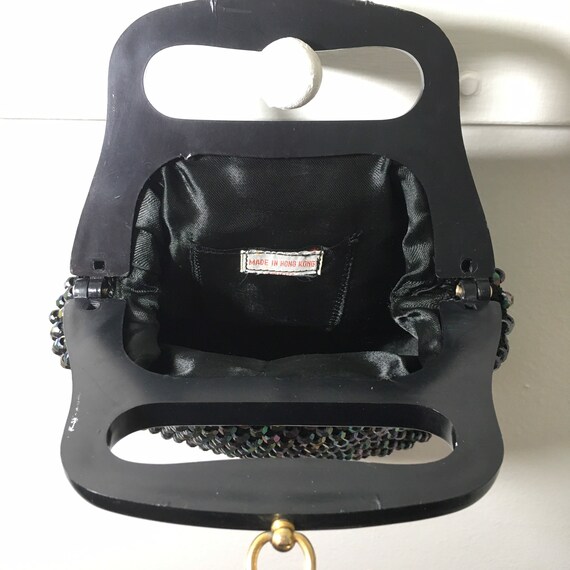 1960s Black Bead Purse, Vintage Mod Handbag, Mid … - image 9