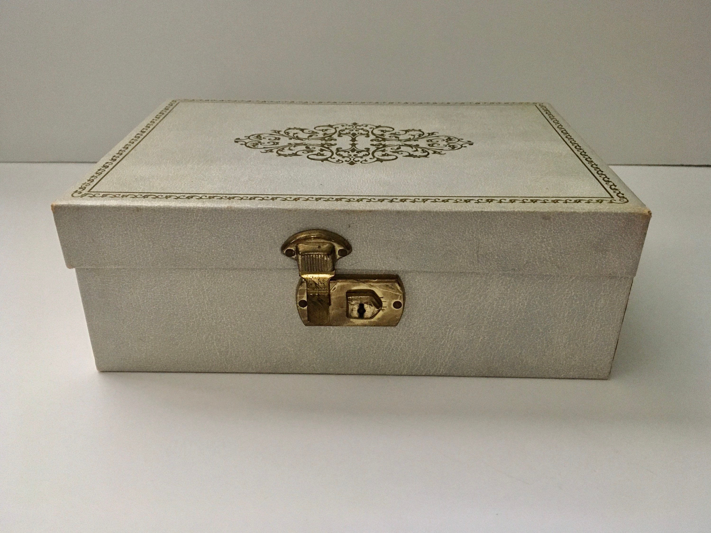 1950s Gray Jewelry Box Mid Century Jewelry Box Etsy