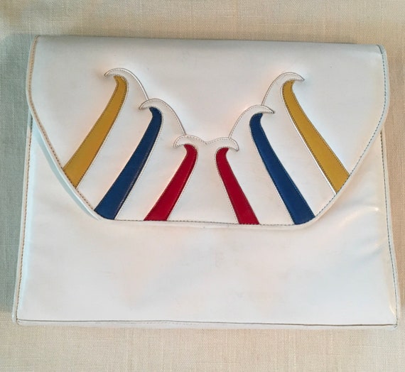 1960s White Shoulder Bag, Vintage White Vinyl Pur… - image 7