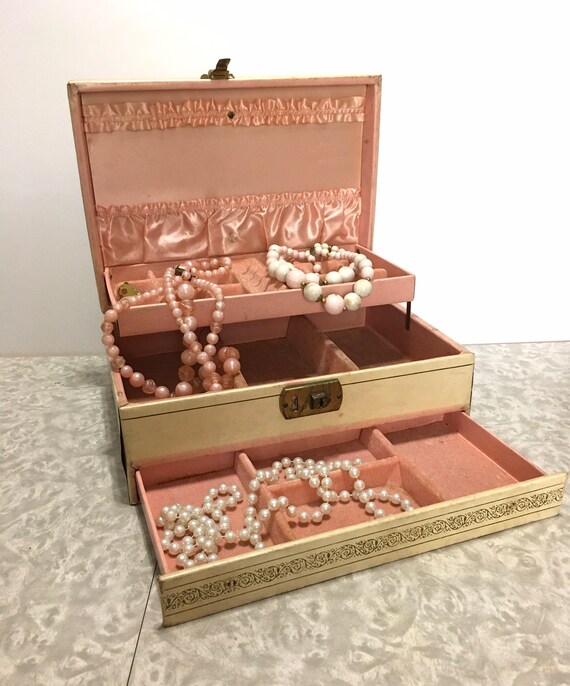 Vintage Jewelry Box, Mid Century Jewelry Storage,