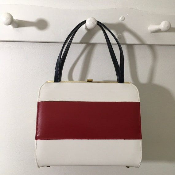 1960s A Life Stride Red Black\Blue White Purse, V… - image 2