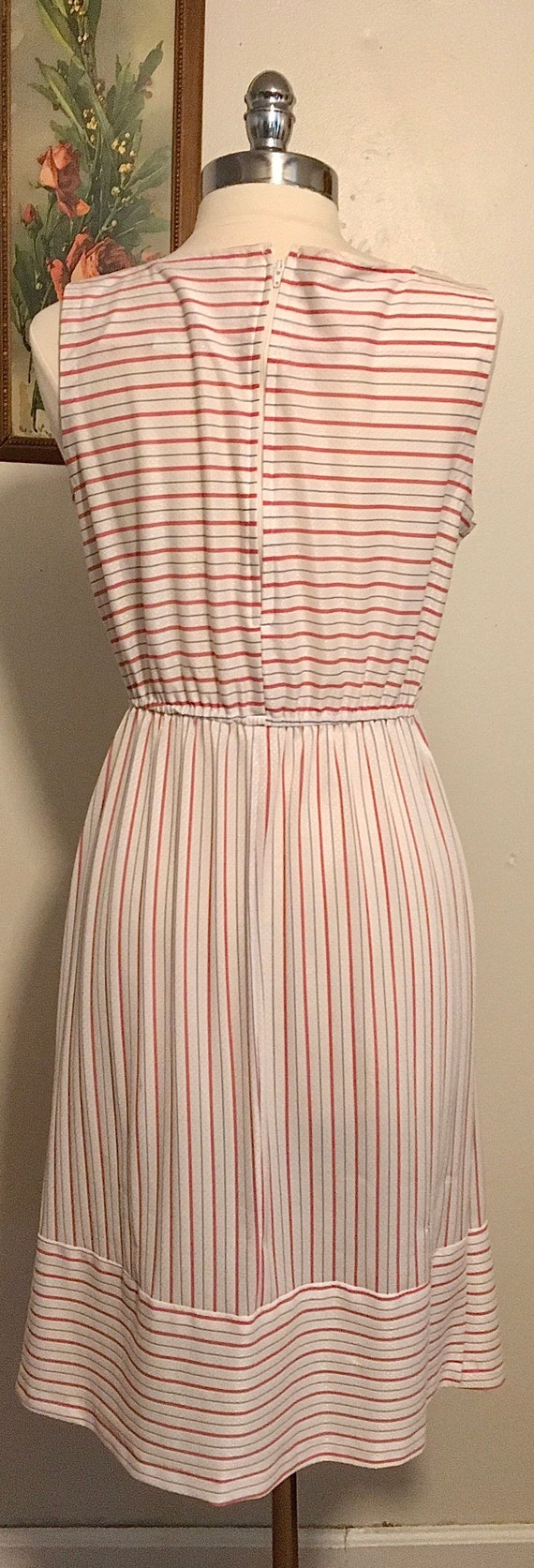 Vintage Stripped Dress, Vintage Sleeveless Red Wh… - image 8