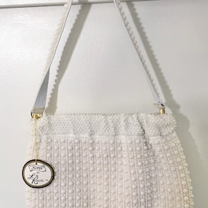 1950s NOS w/Tags Koppi La Regale White Bead Purse, Vintage White Handbag, Mid Century Accessory