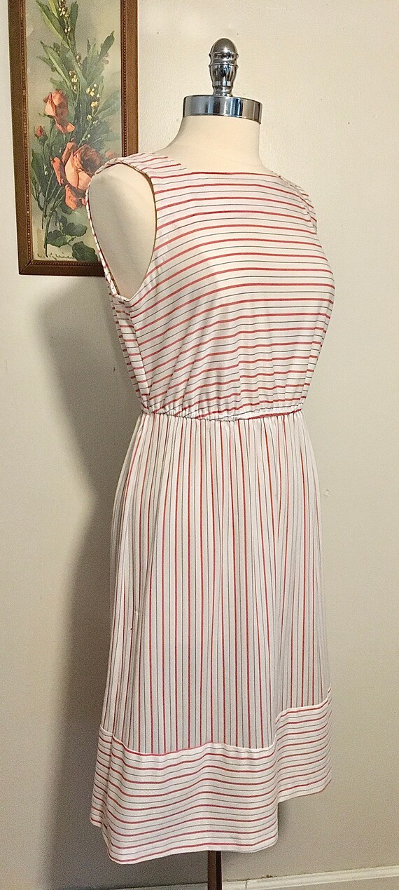 Vintage Stripped Dress, Vintage Sleeveless Red Wh… - image 7