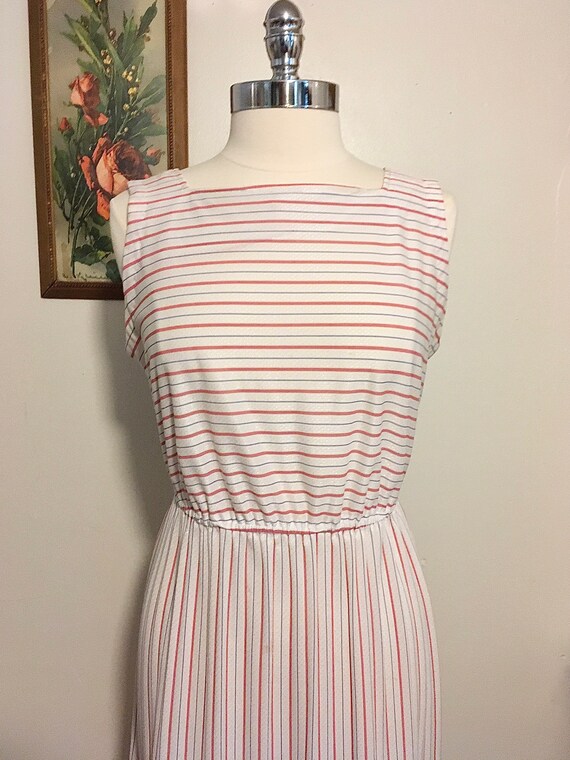 Vintage Stripped Dress, Vintage Sleeveless Red Wh… - image 3