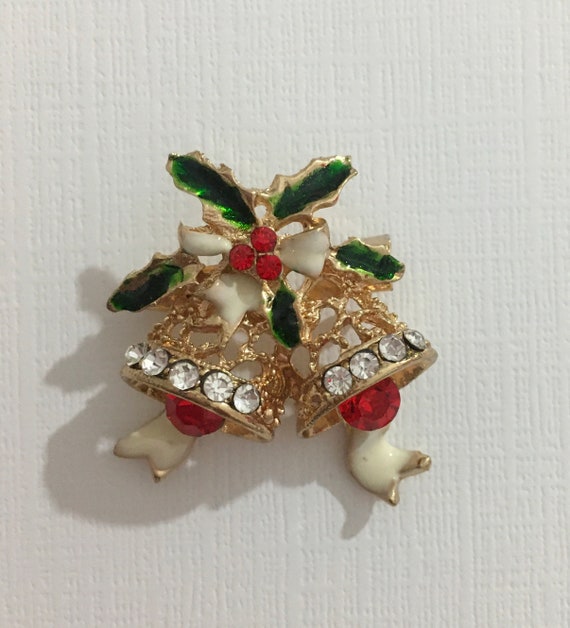 Vintage Christmas Brooch, Vintage Christmas Pin, … - image 1