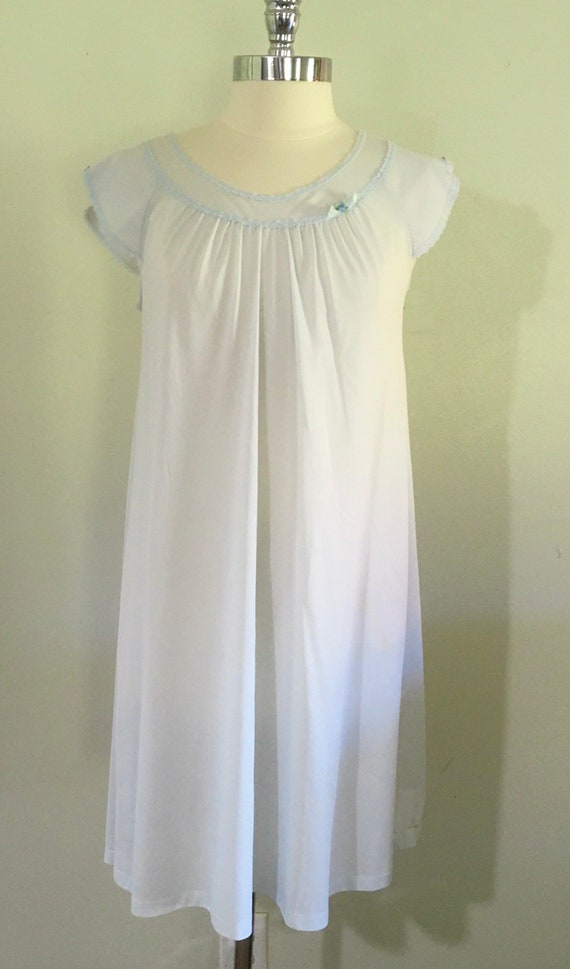 1950s Shadowline Blue Nylon Nightgown, Vintage Lin