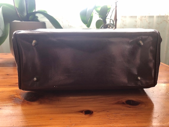 Vintage Kadin Brown Vinyl Handbag, Vintage Top Ha… - image 9