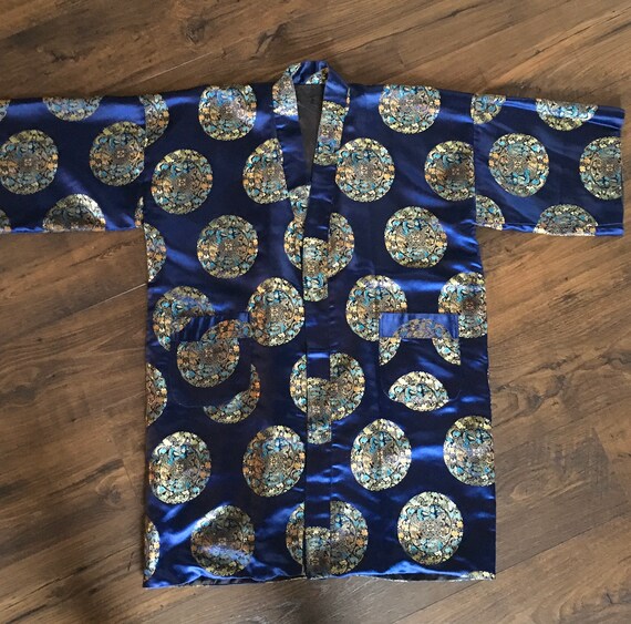 Vintage Kimono, Reversible Oriental Robe, Chinese