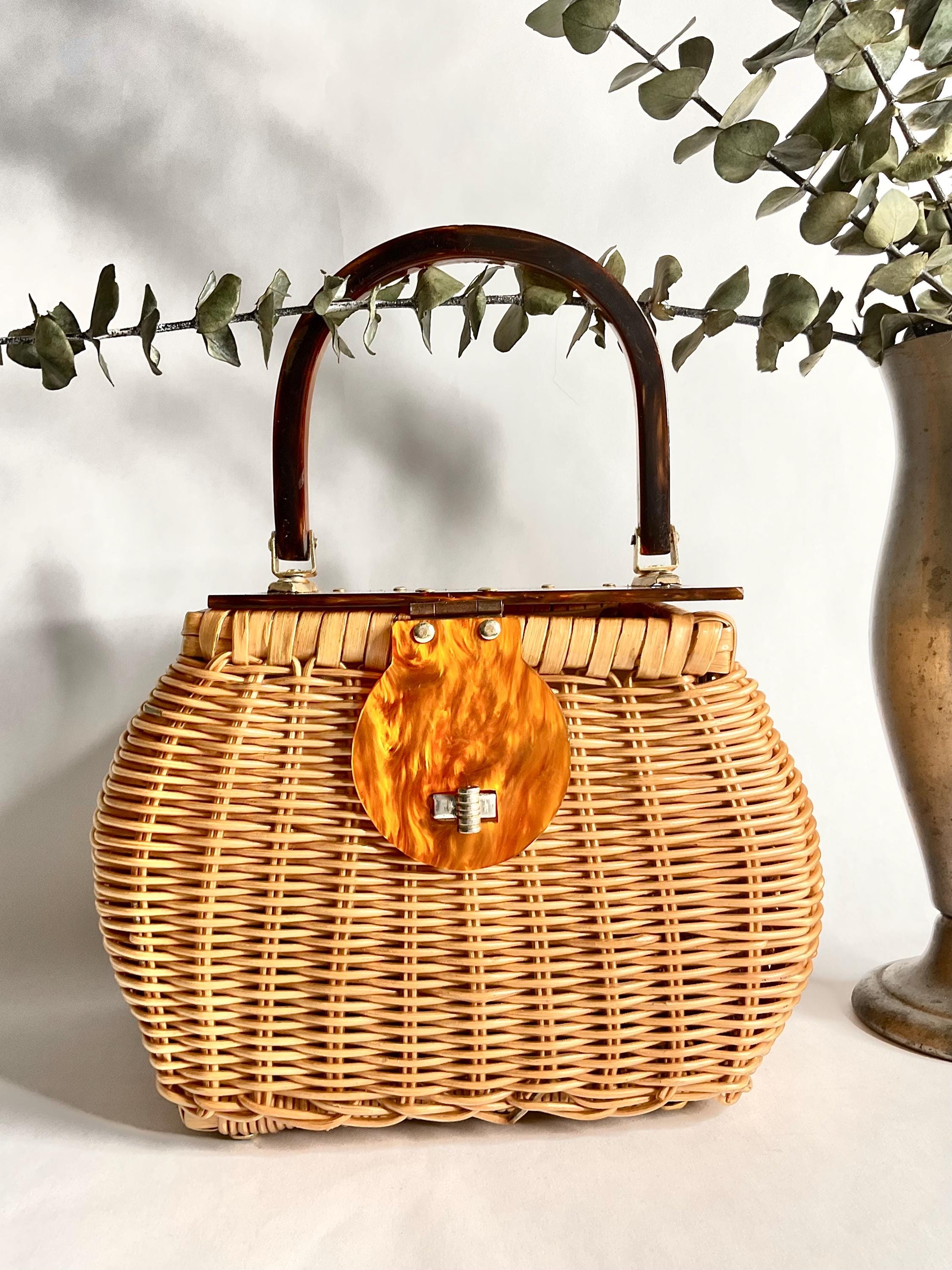Vintage Wicker Lucite Purse - Etsy