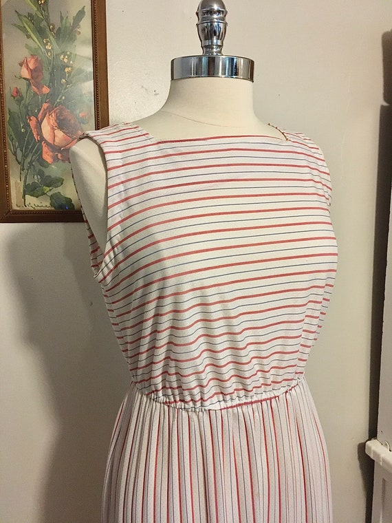 Vintage Stripped Dress, Vintage Sleeveless Red Wh… - image 4