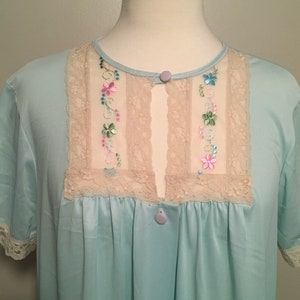 Vintage Sears Nightgown, Vintage Blue Nylon 50s/60s Lingerie image 7