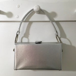 1960s Miss Lewis Silver Metallic Purse, 60s Mod Handbag, Vintage Accessory
