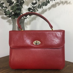 1950s 1960s Matte Red Small Handbag, Vintage Top Handle Purse, Mid Century Accessory