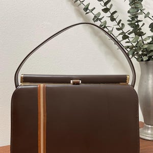 Bolso Air Step de los años 1950 y 1960, bolso vintage marrón con asa superior, accesorio vintage