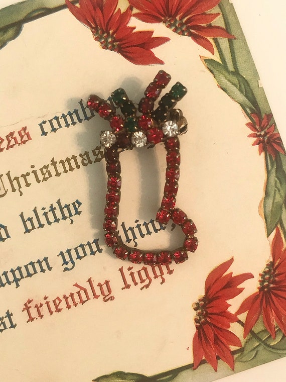 Vintage Christmas Stocking Brooch, Vintage Christ… - image 6