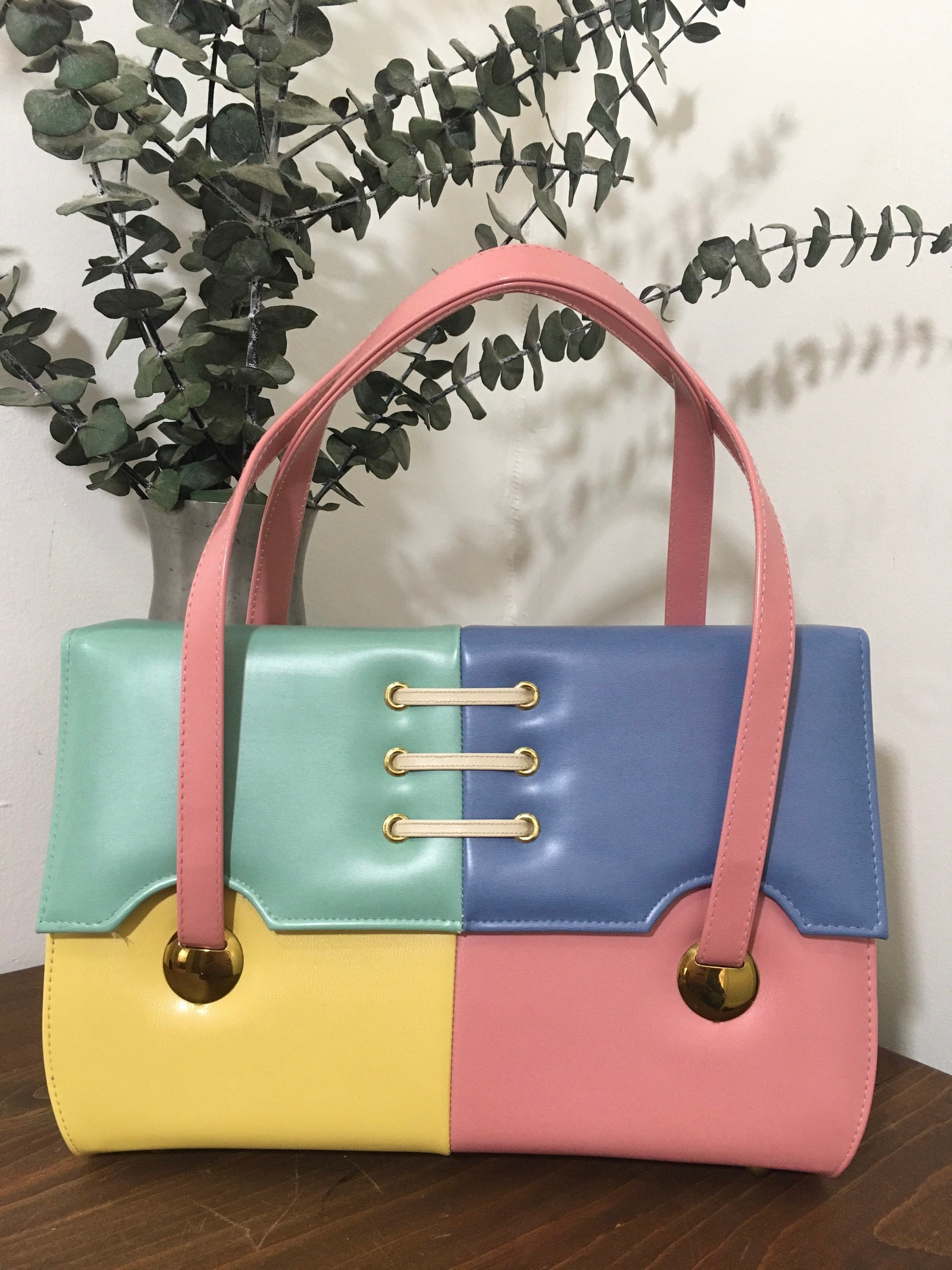 Pastel Two-Tone Tote Bag - Designer Handbag for Women - Daily Essential - PU Leather - Faux Leather - Shoulder Bag