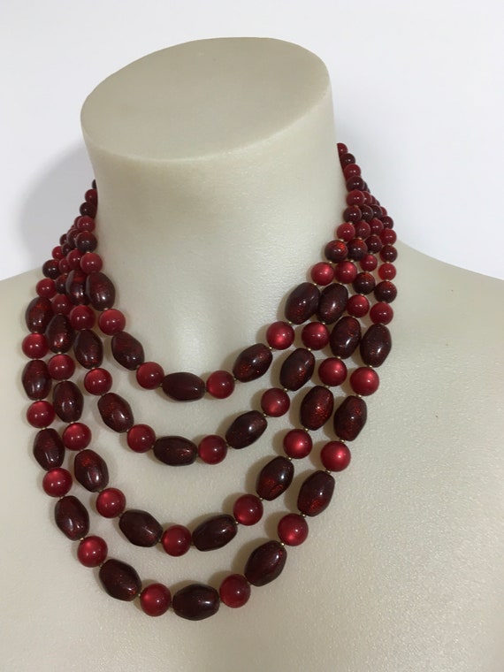 Vintage 4-Strand Beaded Necklace, Vintage Jewelry - image 4