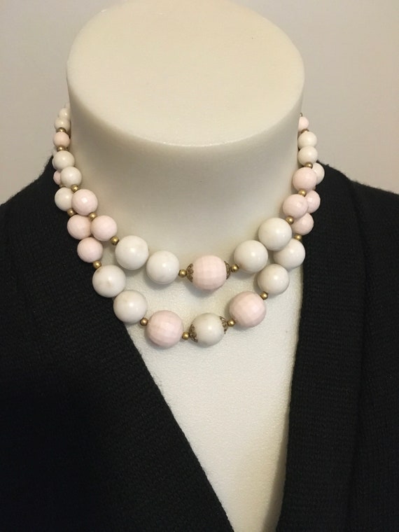 1950s Double Strand Beaded Necklace, Mid Century … - image 1