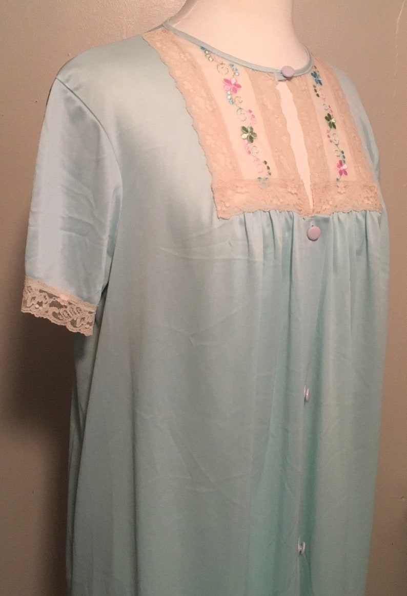 Vintage Sears Nightgown, Vintage Blue Nylon 50s/60s Lingerie image 8