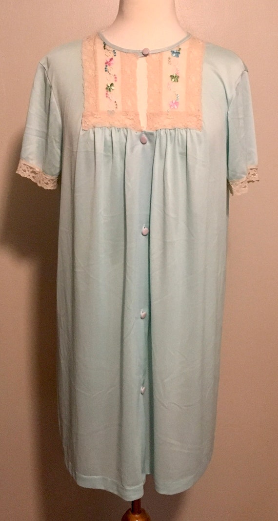 Vintage Sears Nightgown, Vintage Blue Nylon 50s/6… - image 3