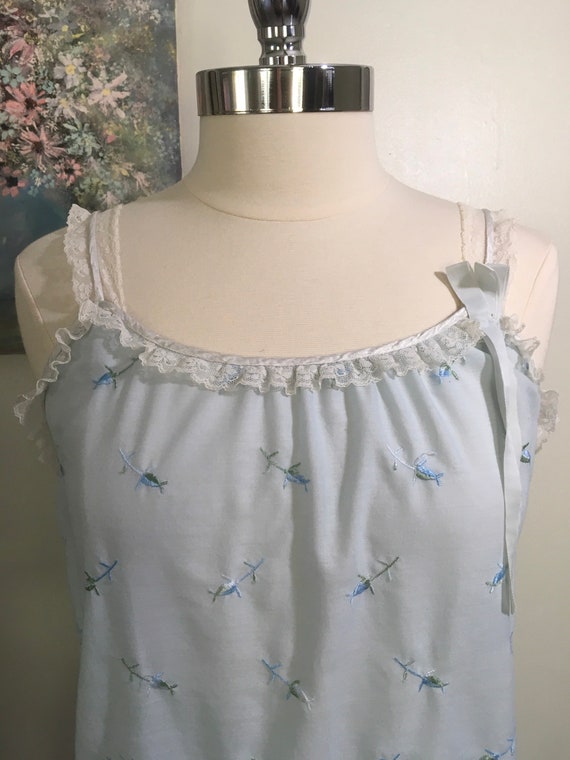 1950s Schrank Cotton Nightgown, Vintage Embroider… - image 3