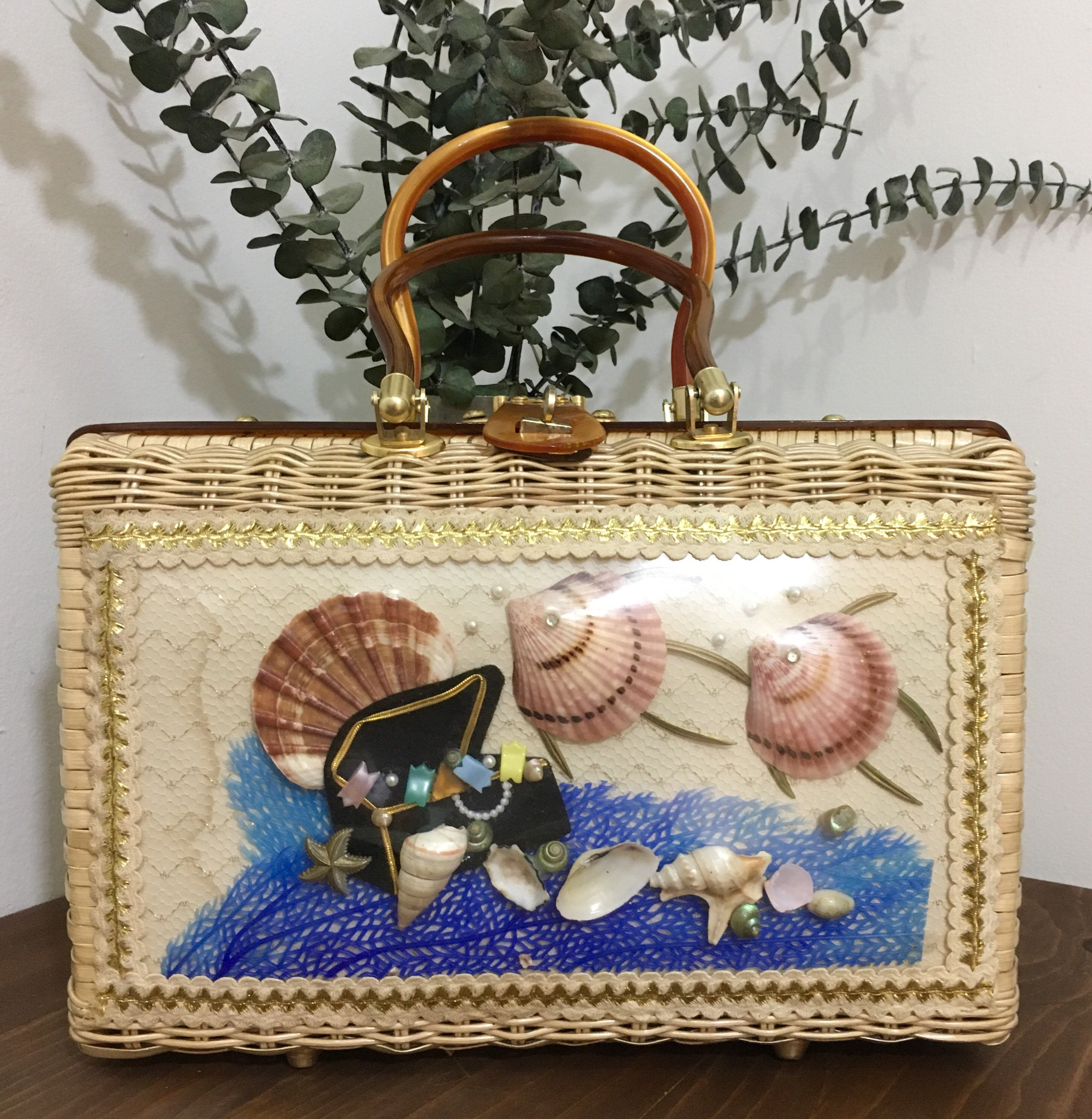 Charming Atlas 50s 60s ウィッカーバッグ プードル USA Charming by Atlas Hollywood Wicker POODLE With Lucite