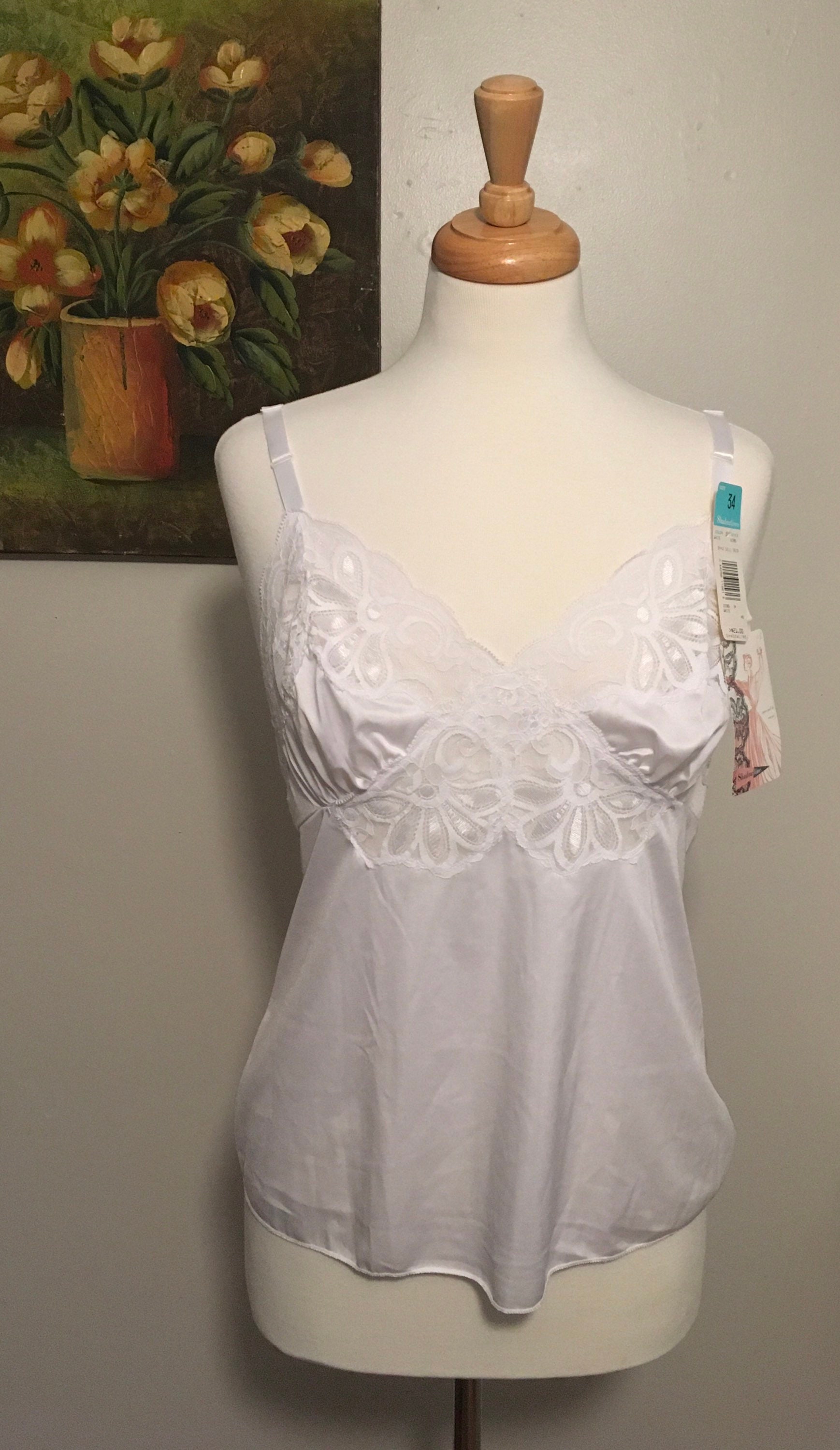 Vintage Shadowline White Camisole, Vintage Deadstock