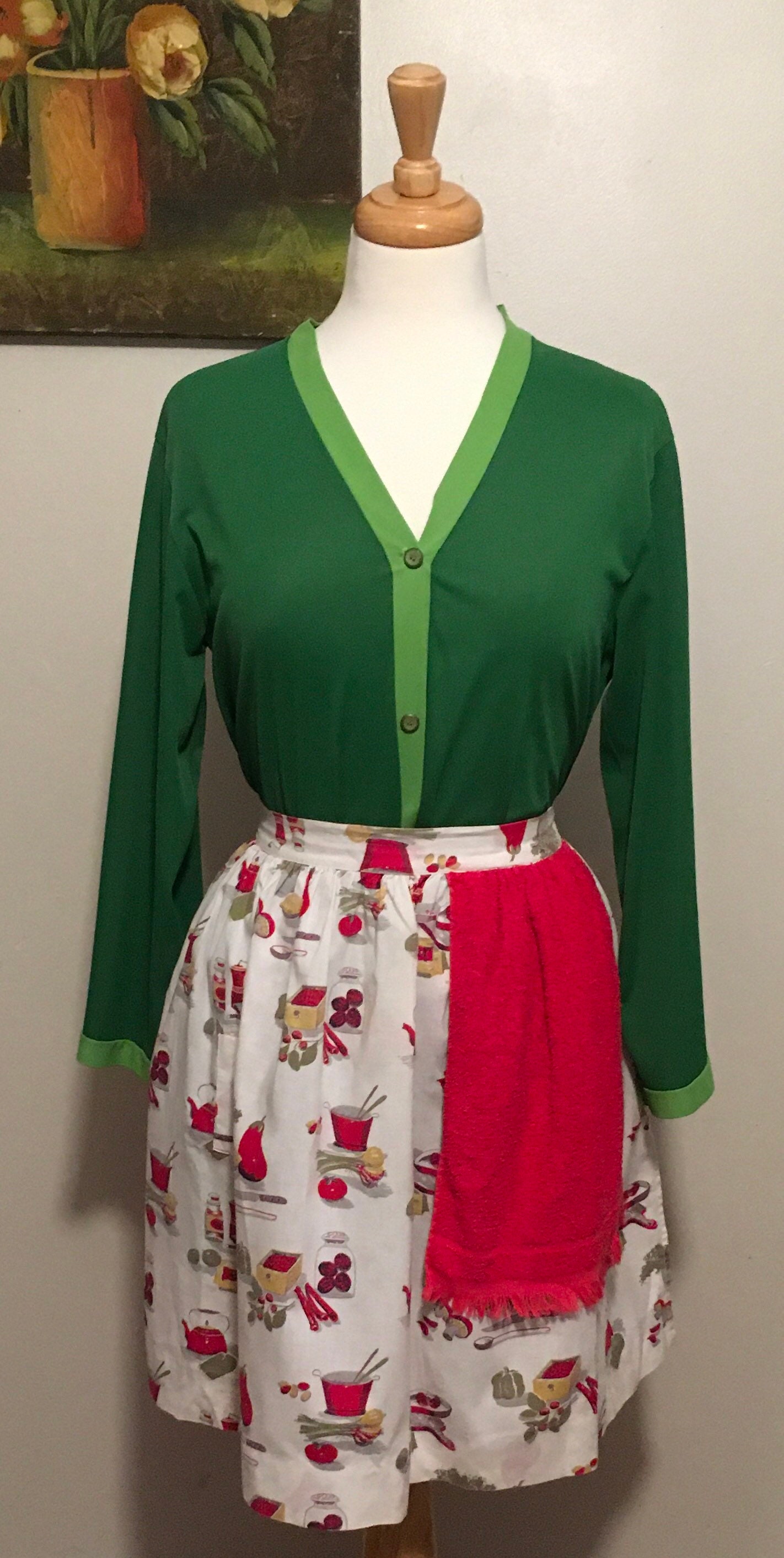 Vintage Apron Kitschy Apron 1950s Cotton Apron Etsy