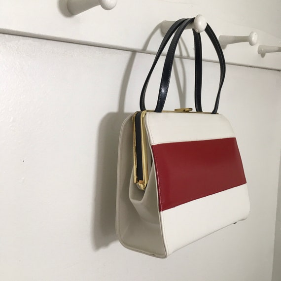 1960s A Life Stride Red Black\Blue White Purse, V… - image 4