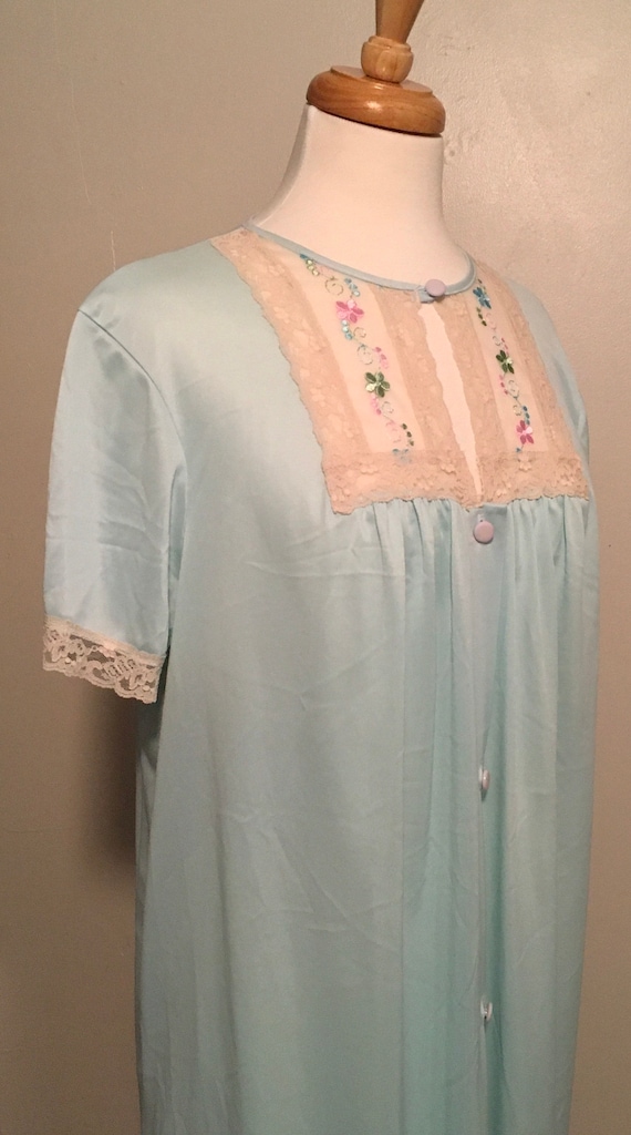 Vintage Sears Nightgown, Vintage Blue Nylon 50s/6… - image 6