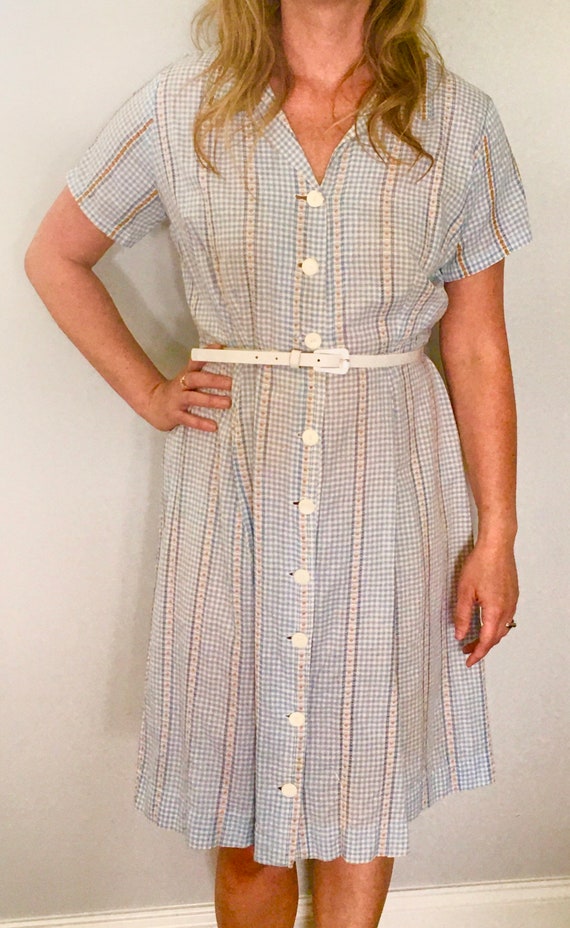 Vintage 1950s Shirtdress, Vintage Cotton Housedres