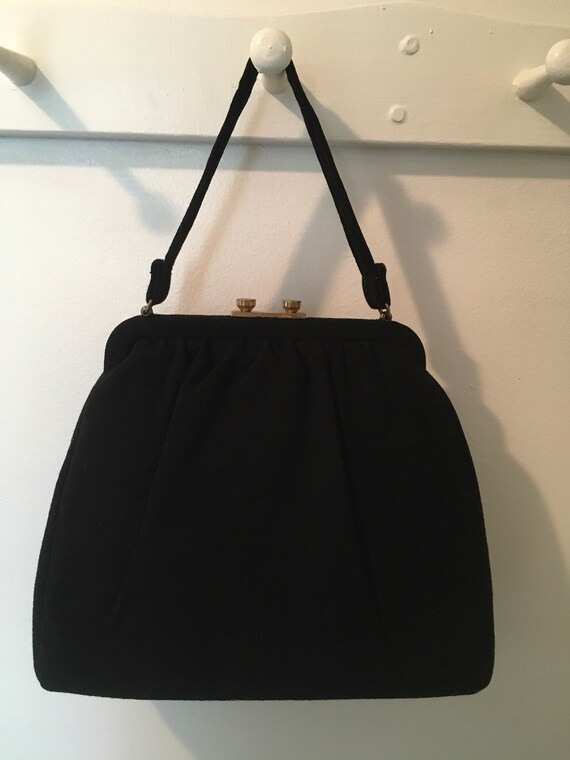 1950’s Graceline Master Purse, Vintage Black Wool… - image 7