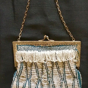 1920 Flapper Purse, 1900s Art Deco Beaded Bag, Antique Purse