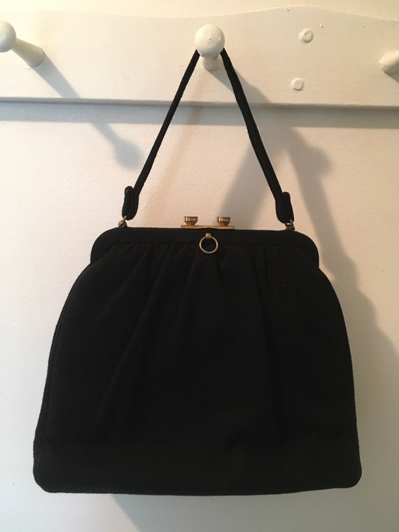 1950’s Graceline Master Purse, Vintage Black Wool 