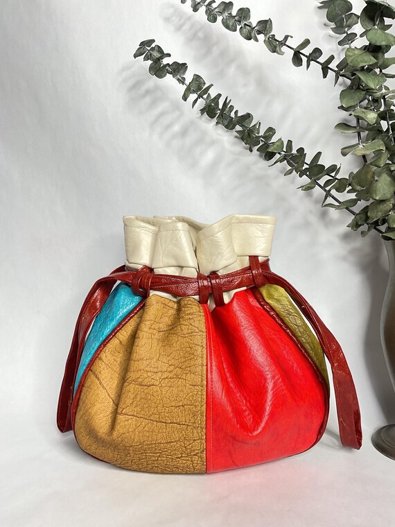 RESERVED…….1960s 1970s Multi Colored Patchwork Bu… - image 2