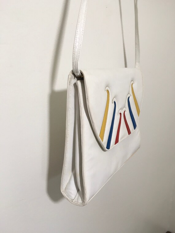 1960s White Shoulder Bag, Vintage White Vinyl Pur… - image 6