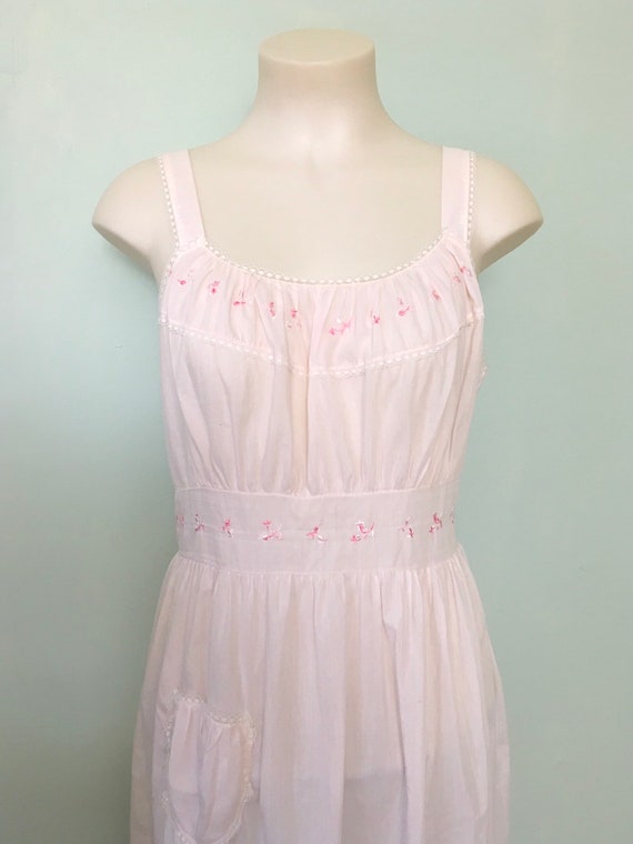 Vintage 1950s Nightgown, Pink Nightgown, Sleeveles