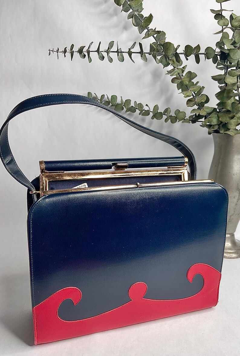 1950s 1960s A Naturalizer Top Handle Handbag, Vintage 50s 60s Purse, Mid Century Accessory image 9