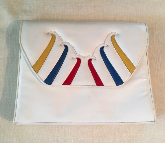 1960s White Shoulder Bag, Vintage White Vinyl Pur… - image 4