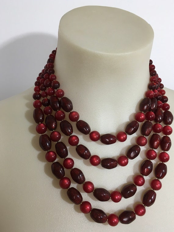 Vintage 4-Strand Beaded Necklace, Vintage Jewelry - image 3