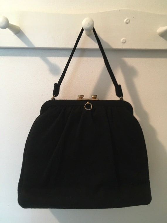 1950’s Graceline Master Purse, Vintage Black Wool… - image 2