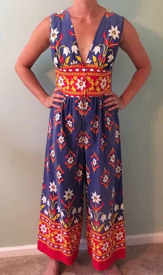 Vintage Beach Pajamas, Rare Jumpsuit, Antique Clot